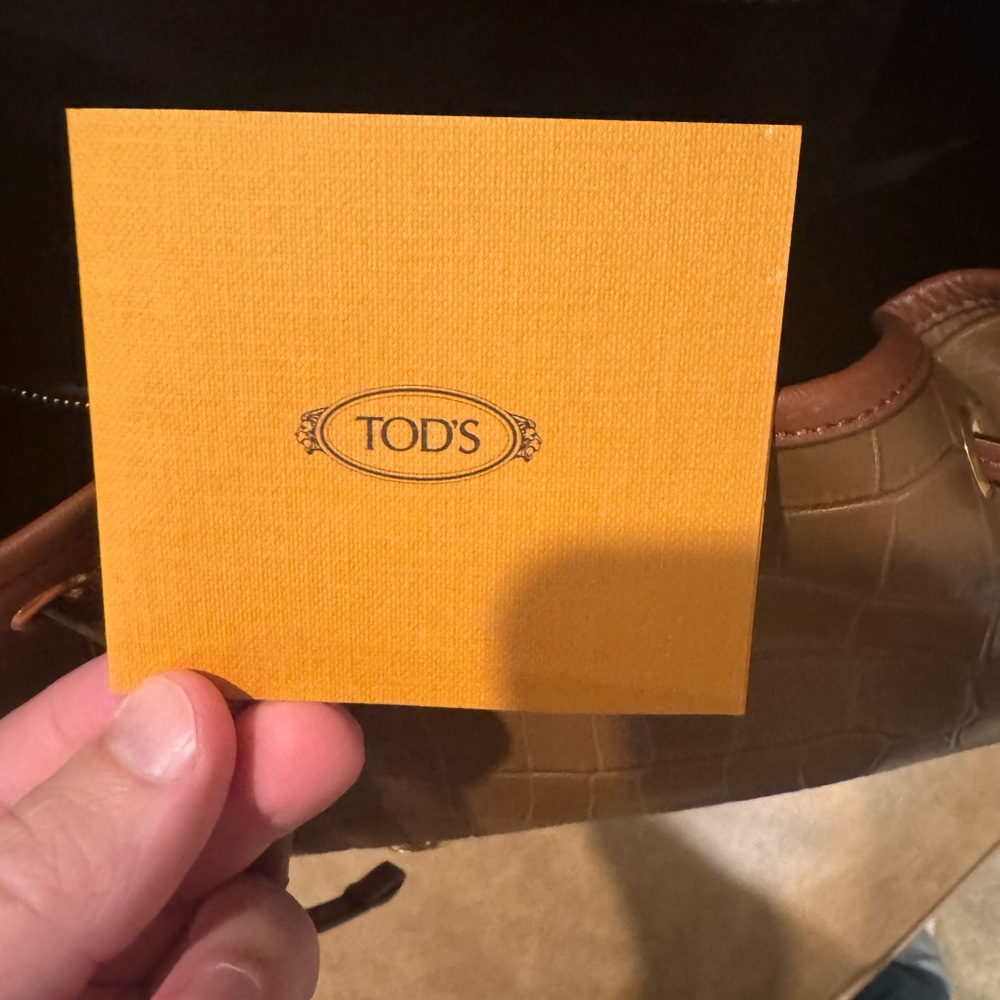 Tod's Tan Croc-Embossed Leather Backpack - Picture 5 of 6